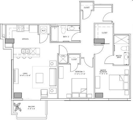 2BR/2BA - 21 Rio Apartments