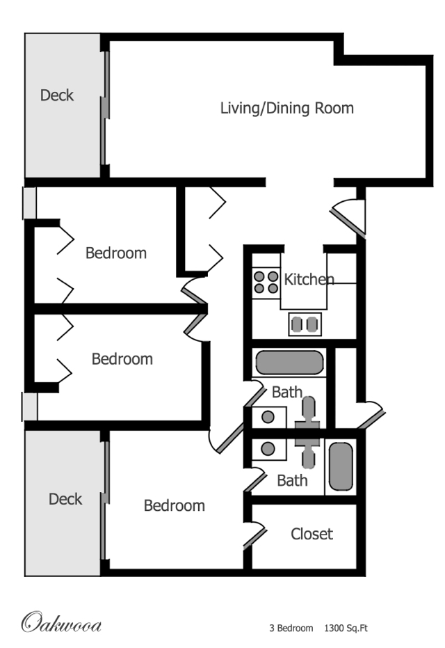 3BR/2BA - Oakwood