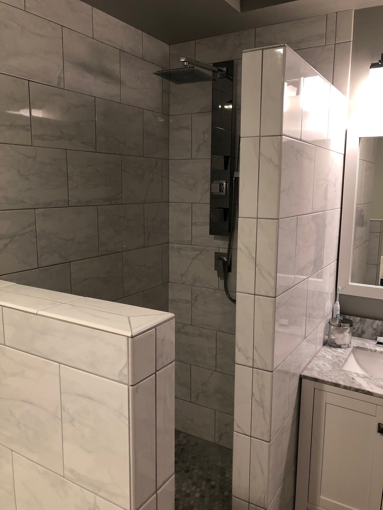 renovated master bathroom with rain shower head. - 9915 NE 124th St