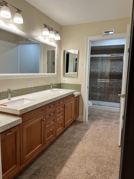 master bath with shower - 17738 Valle de Lobo Dr