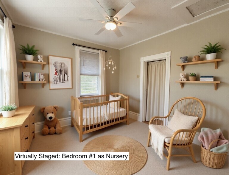 Bedroom #1 - Virtually Staged as Nursery - 414 Kentucky St