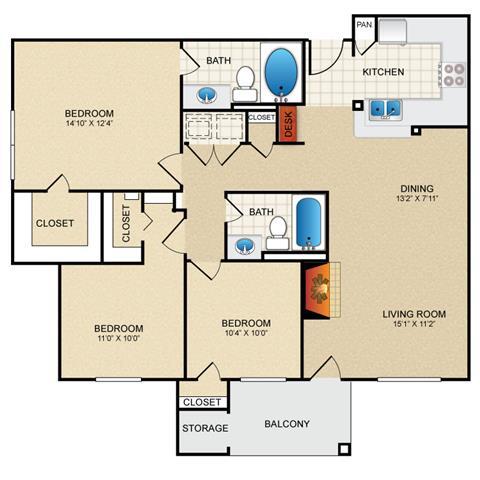 Floorplan - The Clairborne Apartment Homes