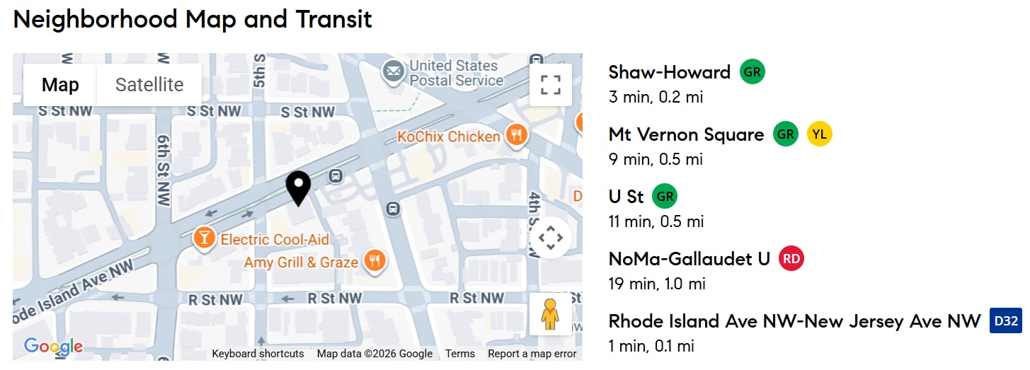 Map & Transit - 440 Rhode Island Ave NW