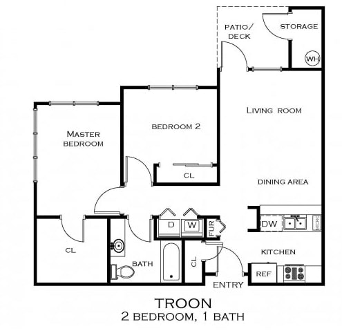 2BR/1BA - Troon Apartments