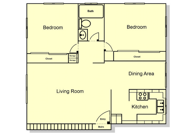 Riverglen 2 bed 1 bath Floorplan 850sf.jpg - Riverglen Apartments