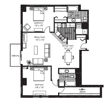 2BR/2BA - River West Apartments