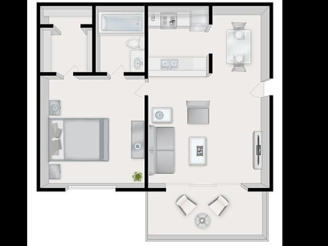 One Bedroom One Bath, 618 SF - The Greenery Apartment Homes