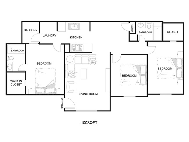 1100 sqft-1 - Buena Vista apartments