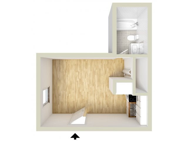 Studio floor plan - OakTree Apartments