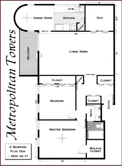 2 Bedroom plus Den - Metropolitan Towers