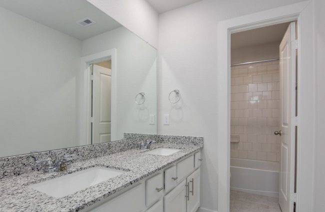 Double Sink Vanity in the guest rooms with shower/tub combo - 27028 Hidden Rock Ct