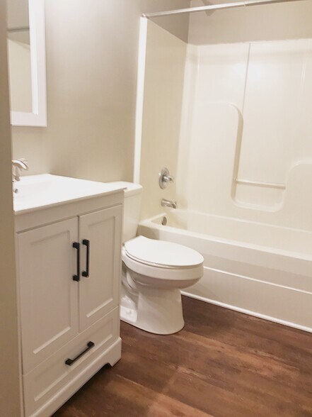 Bathroom with updated sink, lighting and toilet. - 216 Winters St