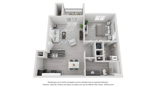 A photo of our 1x2 floor plan, The Harris. - Elevate 155