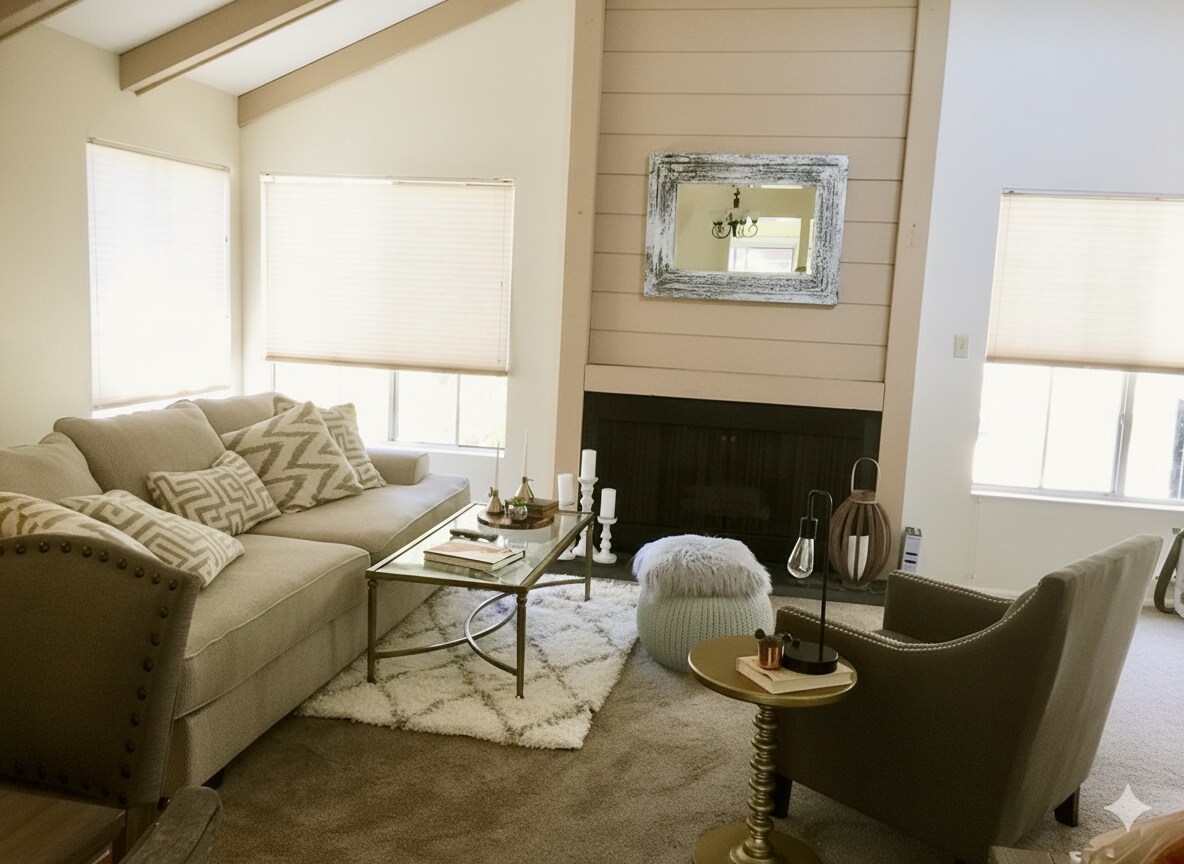 Living room (fireplace is decorative only) - 4904 Maytime Ln