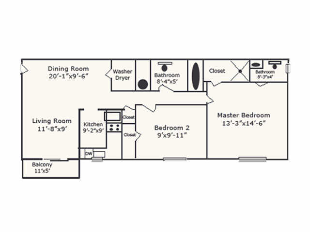 2BR/2BA - Mill Run Apartments