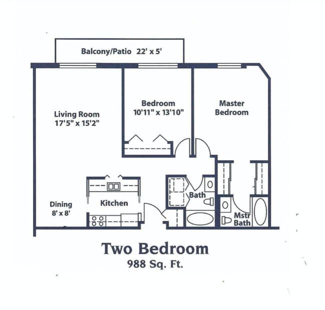 2bd/2ba floorplan - The Monticello