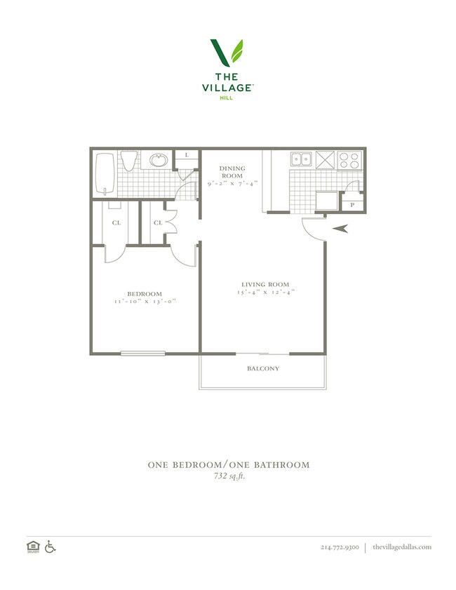 One Bedroom/One Bath - 732sf - The Village Hill