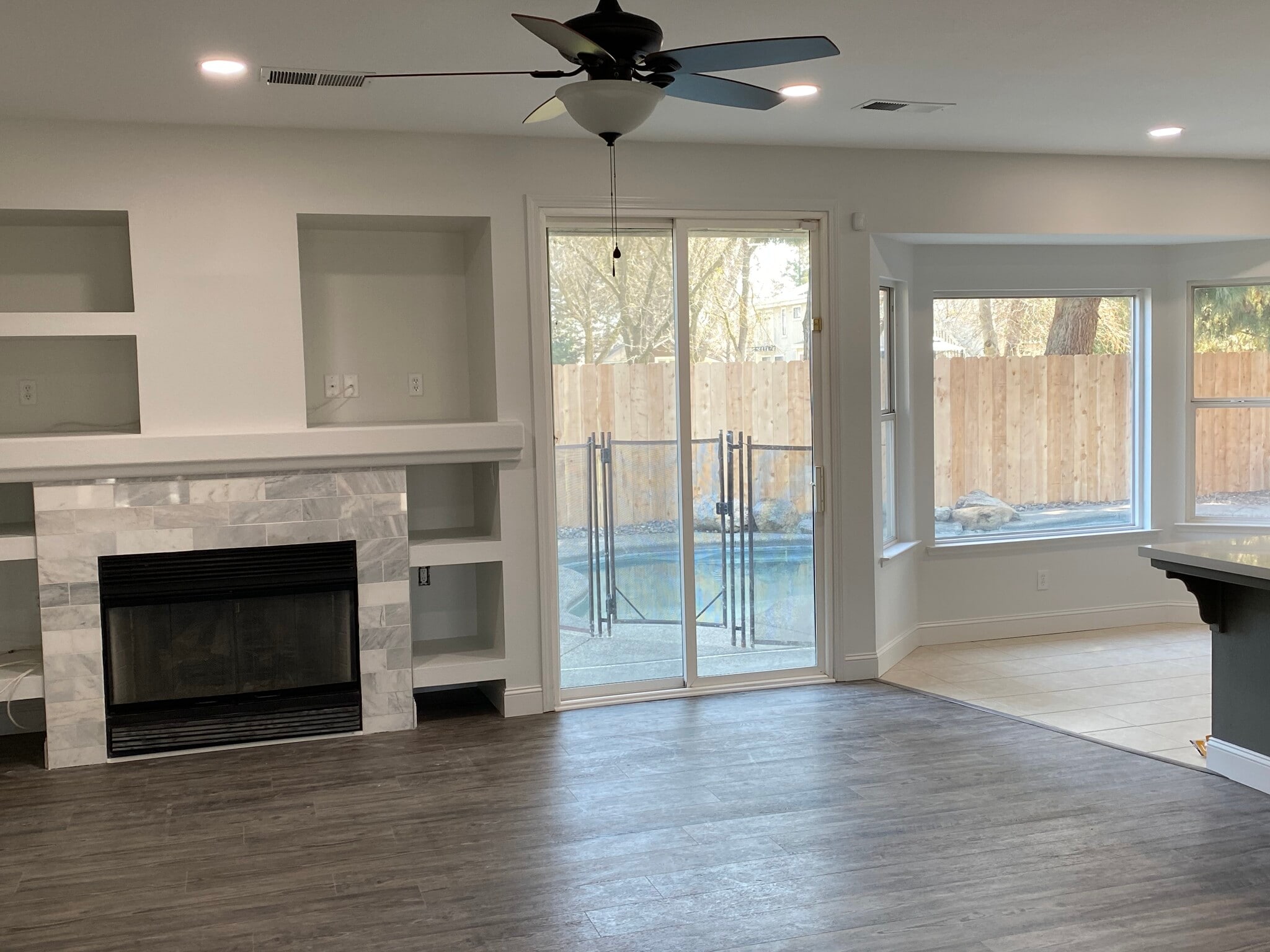 Marble fireplace in living room - 1134 Pine Ct