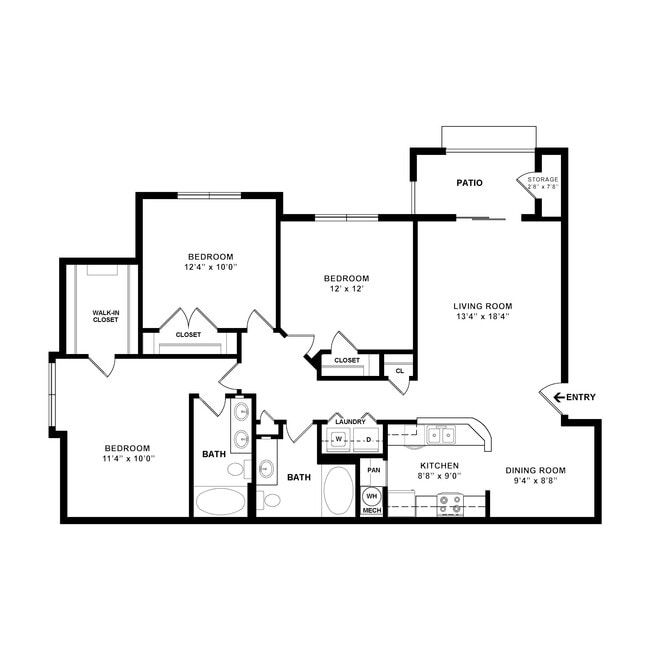 C1 Floor Plan W Dimensions - Eastland Trails Apartments