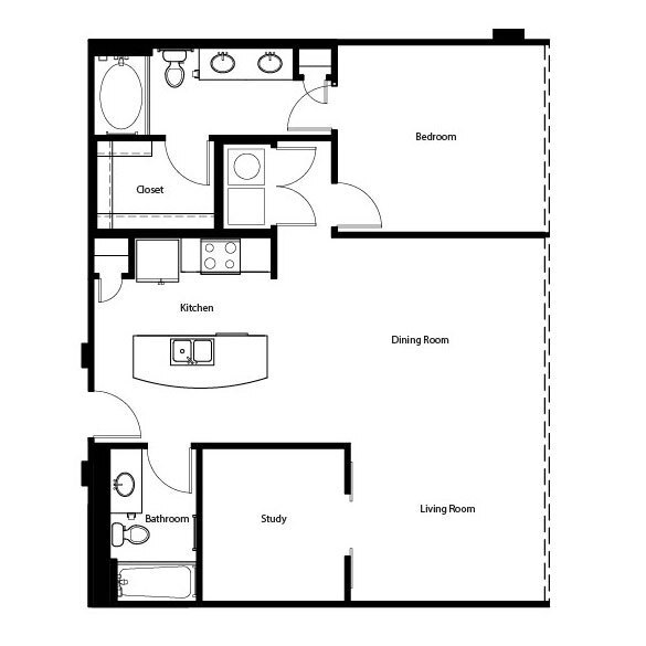 Gallery At Turtle Creek - A5E - 1 Beds - 1 Baths - 1053 Sq. ft. - Gallery At Turtle Creek