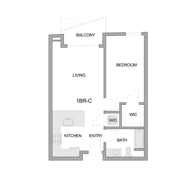 2D Floor Plan Rendering of a One-Bedroom Apartment - Textur