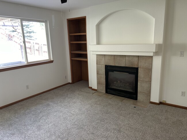 Fire Place in Den with new carpet - 748 Eaton Cir