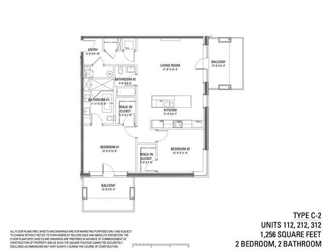2 bedroom floorplan - The Grove - Encore