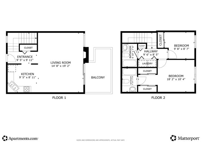 2BR, 2BA - 1,038SF - Somerset Villas