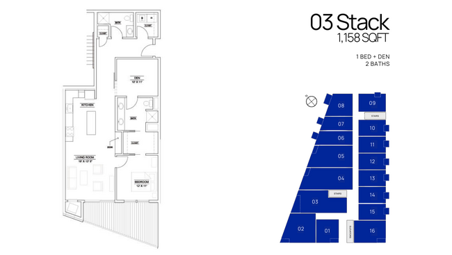 03 1 Bed + Den, 1,158 sqft - Intersect