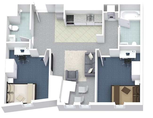 2x2 Layout D - University Lofts