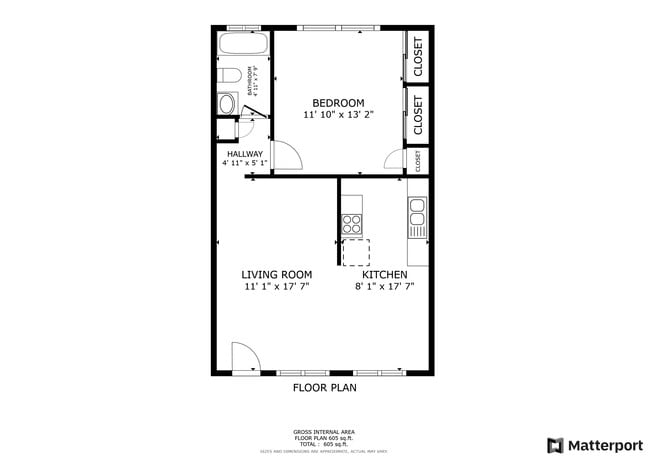 1 Bed / 1 Bath 605 Sq Feet - Main Street Apartments