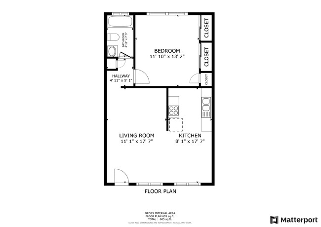 1 Bed / 1 Bath 605 Sq Feet - The Bluffs