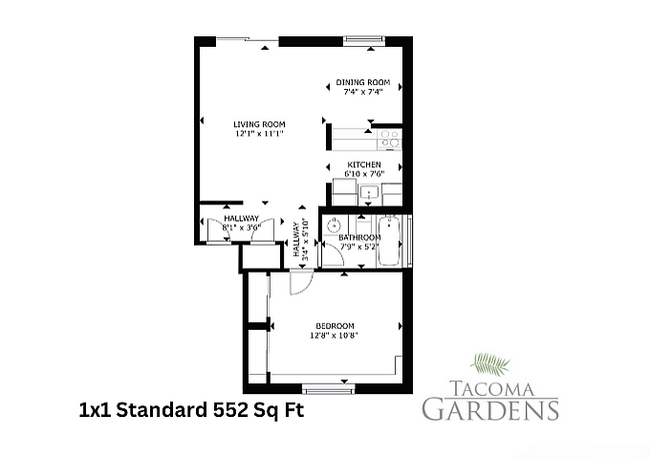 One Bedroom Standard - Tacoma Gardens Apartments