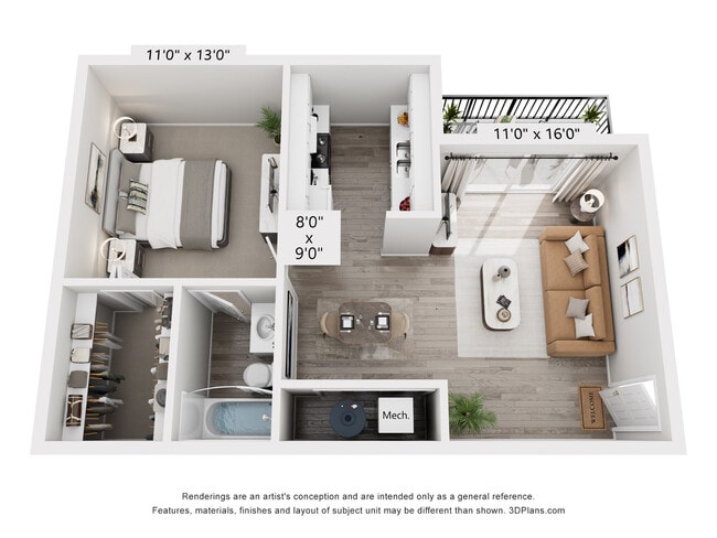 Deerfield Floor Plan | 1 Bedroom 1 Bath | 642 sq ft | Fox Point in Old Farm | Apartments in SLC - Fox Point in Old Farm