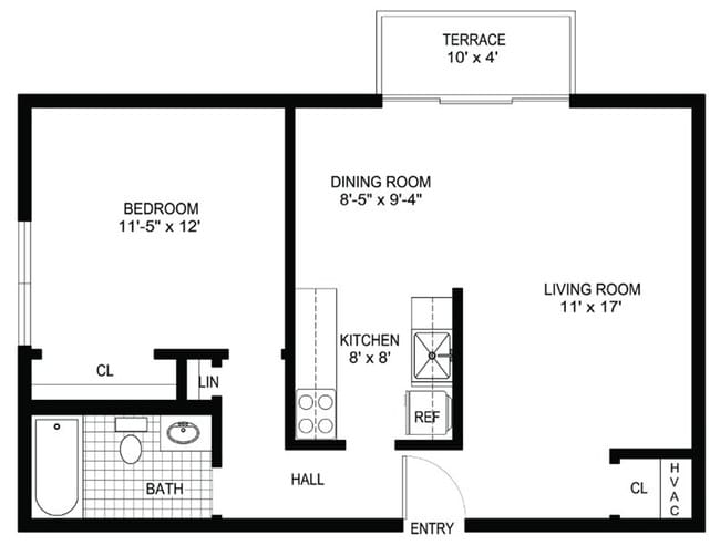 1BR/1BA - North Hills Apartments, LLC