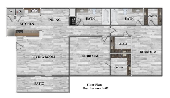 2x1 879 SF.png - Heatherwood Apartments