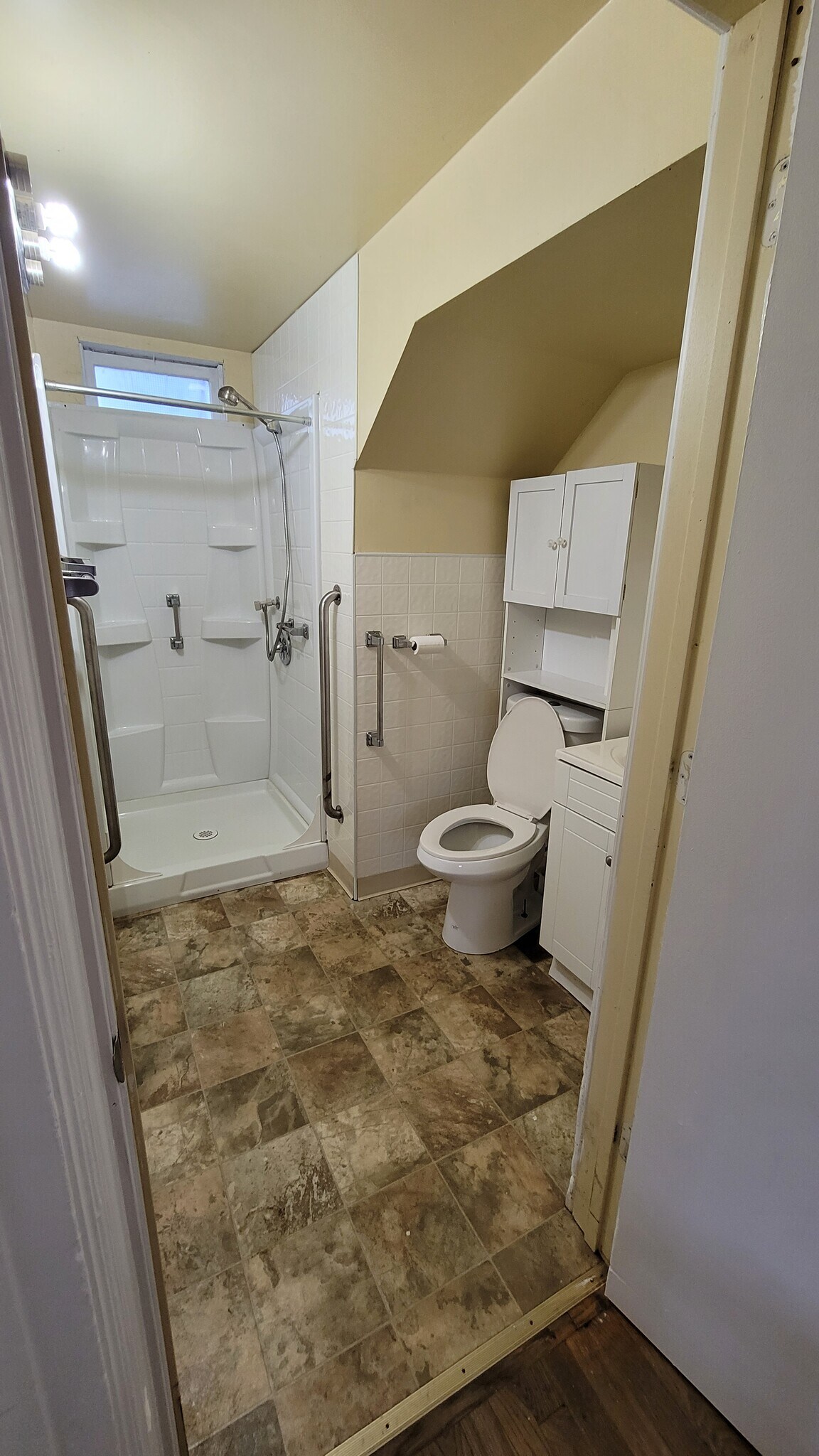 Bathroom with handrails. - 153 Washington Ave