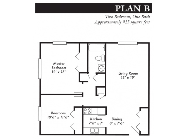 Plan B, 2-bed, 1-bath - Clifton Estates