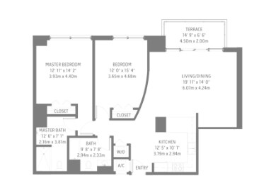 1BR/1BA - Midblock