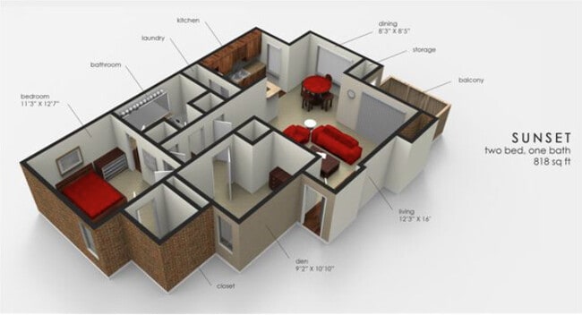 Floorplan - Sunset Point Apartment Homes