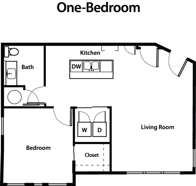 1 Bedroom Floorplan - Silos on the Square - Now Offering: Free Prorated Rent in December on All 1 Bedrooms!