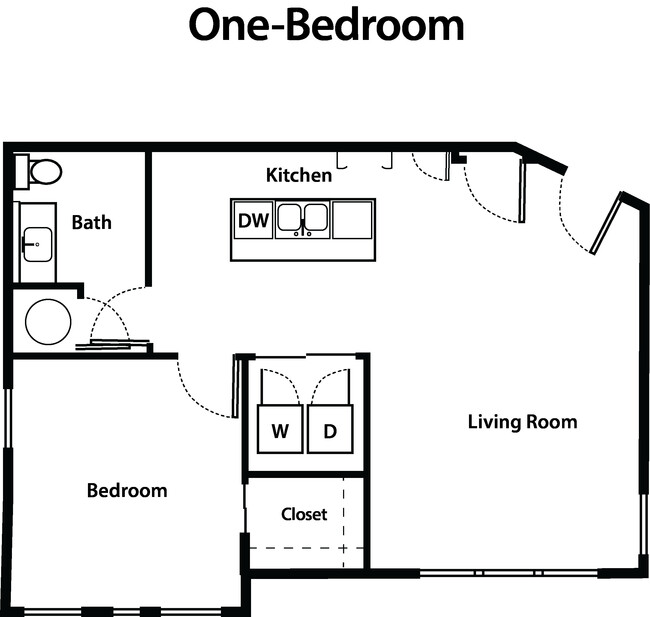 1 Bedroom Floorplan - Silos on the Square