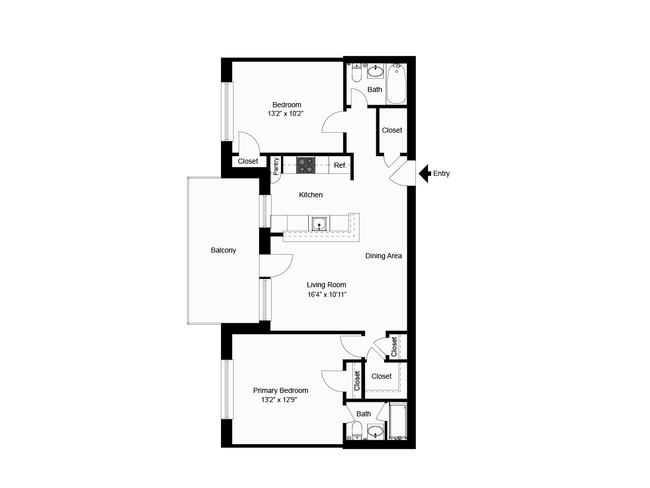 Two bedroom two bath - City View Apartments