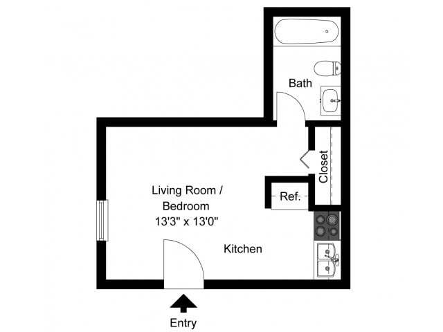 Studio floor plan - OakTree Apartments
