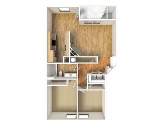 Fir - 2/1 - First, Second, Third Floors - 1,018 SF - Sequoia Grove