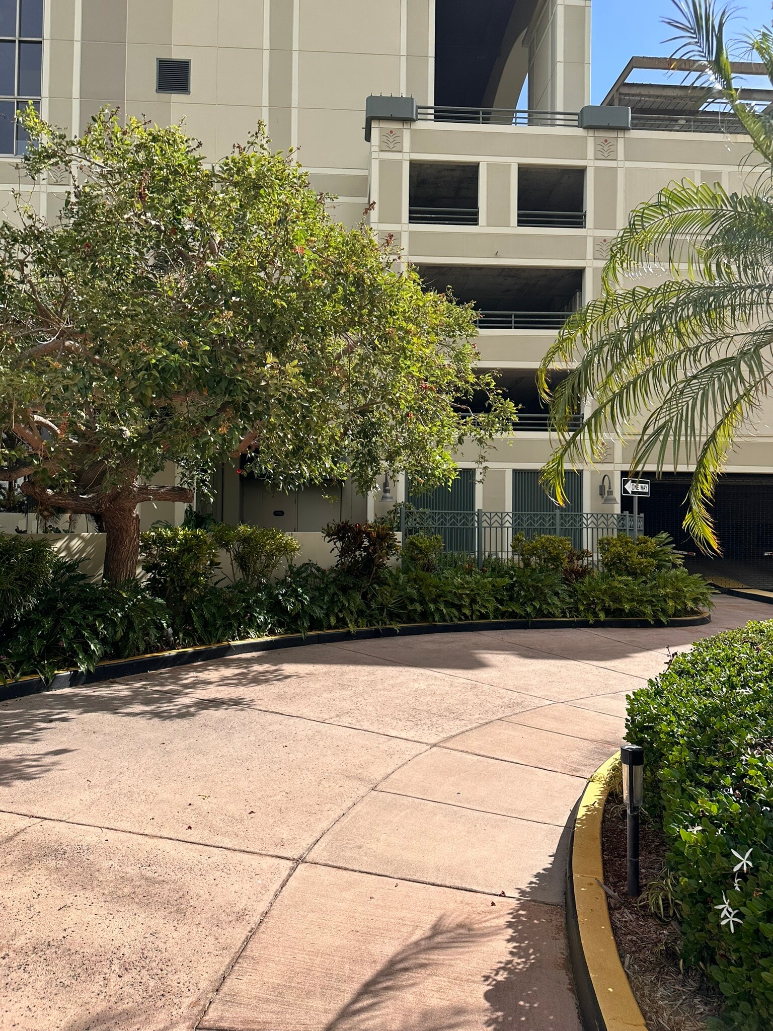 circular drive entry with landscape - 421 Olohana St