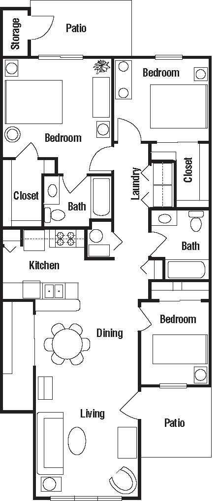 One Bedroom One Bath First Level - North Lake Apartment Homes