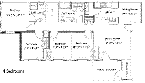 4BR/2BA - East Main Apartments