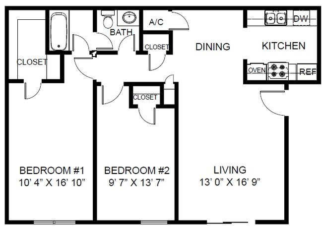 2BR/1BA - Eastgate Apartments