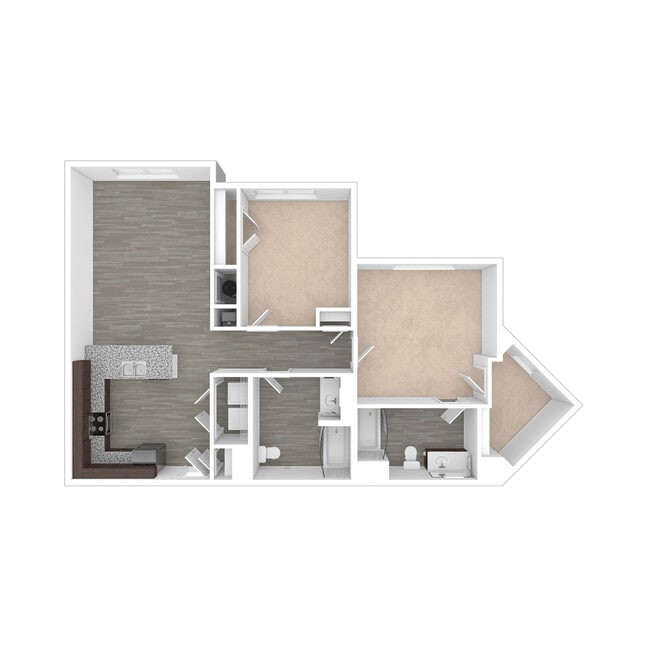 2 Bedroom, 2 Bath - Corner, 962 sq. ft. - Rockwell Place Senior Apartments